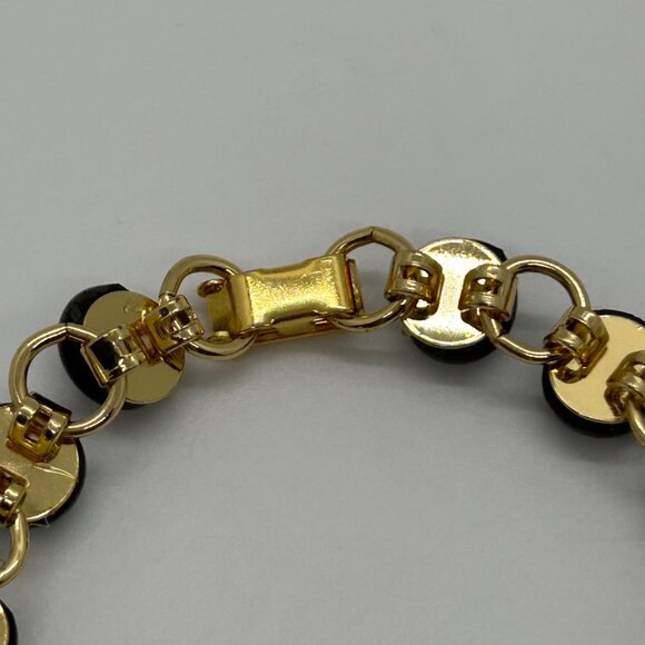 Vintage Gold-Tone Bracelet With Iridescent Dichroic Glass Beads - Picture 11 of 16